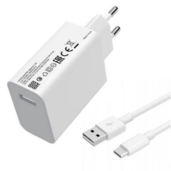 XIAOMI hálózati töltő USB aljzat (5V / 3000mA, 33W, PD gyorstöltés támogatás + Type-C kábel) FEHÉR Asus Zenfone 3 5.5 (ZE552KL), Honor 8, Sony Xperia X Compact (F5321), Sony Xperia XZ (F8331 kép