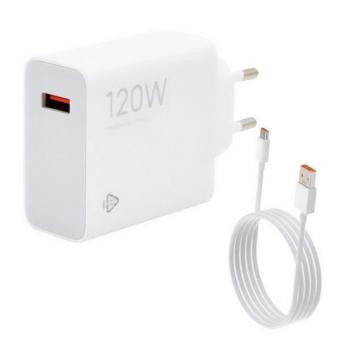 XIAOMI HYPERCHARGE COMBO hálózati töltő USB aljzat (120W, gyorstöltő + Type-C kábel) FEHÉR kép