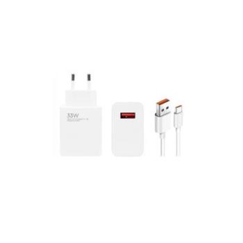 Xiaomi MDY-14-EL USB-A/ USB-C hálózati töltő adapter + adatkábel, 33W, 6A, fehér kép