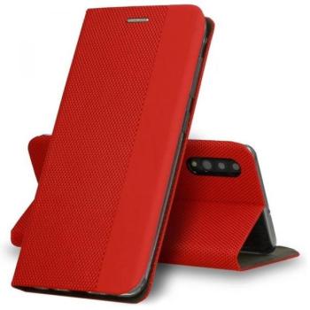 Xiaomi Mi 11, Oldalra nyíló tok, stand, textil minta, BookCover, piros kép