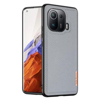 Xiaomi Mi 11 Pro, Műanyag hátlap védőtok + szilikon keret, fényvisszaverő szövet hátlap, rács minta, Dux Ducis Fino, kék kép