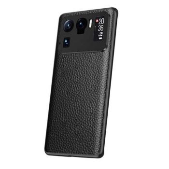 Xiaomi Mi 11 Ultra, Szilikon tok, valódi bőrrel bevont hátlap, fekete kép