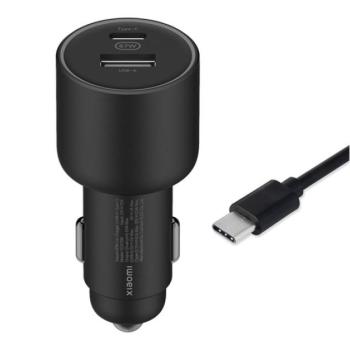 XIAOMI Mi autós töltő USB aljzat / Type-C aljzat (5V / 2A, 67W, gyorstöltés támogatás + Type-C kábel) FEKETE Asus Zenfone 3 5.5 (ZE552KL), Honor 8, Sony Xperia X Compact (F5321), Sony Xperia X kép