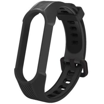 Xiaomi Mi Band 5 / Mi Band 6 / Mi Smart Band 7, szilikon pótszíj, állítható, TP Armour, fekete kép
