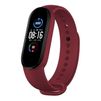 Xiaomi Mi Band 5 / Mi Band 6, szilikon pótszíj, állítható, Devia Delux Sport, bordó kép