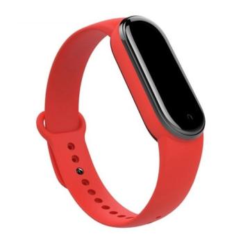 Xiaomi Mi Band 5 / Mi Band 6, szilikon pótszíj, állítható, piros kép