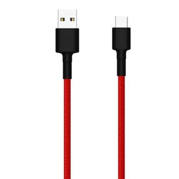 XIAOMI Mi Braided adatkábel és töltő (USB - Type-C, gyorstöltés támogatás, 100cm, szőtt / cipőfűző minta) PIROS Asus Zenfone 3 5.5 (ZE552KL), Honor 8, Sony Xperia X Compact (F5321), Sony X kép