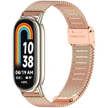 Xiaomi Mi Smart Band 8 / 9, fém pótszíj, milánói stílus, TP MilaneseBand, vörösarany kép