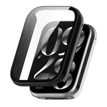 Xiaomi Mi Smart Band 8 Pro, Műanyag védőkeret, kijelzővédő üveggel, közepesen ütésálló, szíj nélkül, fekete kép