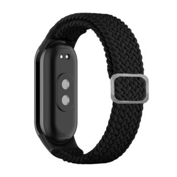 Xiaomi Mi Smart Band 8, textíl pótszíj, állítható, szőtt stílusú, fekete kép