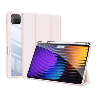 Xiaomi Pad 7 (11.2) / Pad 7 Pro (11.2), mappa tok, Trifold, légpárnás sarok, közepesen ütésálló, érintőceruza tartó, átlátszó hátlap, Dux Ducis Toby, rózsaszín kép