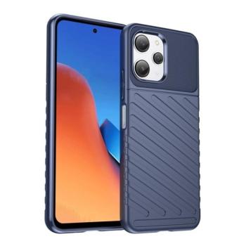 Xiaomi Redmi 12 4G / 12 5G / Note 12R, Szilikon tok, közepesen ütésálló, domború csíkos minta, sötétkék kép