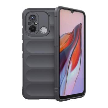 Xiaomi Redmi 12C, Szilikon tok, közepesen ütésálló, 3D minta, sötétszürke kép