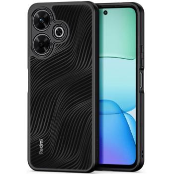 Xiaomi Redmi 13 4G / Note 13R / Poco M6 4G, Műanyag hátlap védőtok + szilikon keret, hullám minta, Dux Ducis Aimo, áttetsző/fekete kép