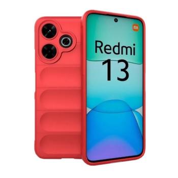 Xiaomi Redmi 13 4G / Note 13R / Poco M6 4G, Szilikon tok, közepesen ütésálló, 3D minta, piros kép