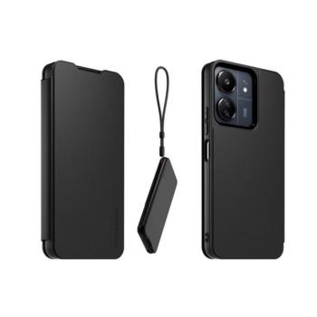 Xiaomi Redmi 13C 4G / Redmi 13C 5G / Poco C65, Oldalra nyíló tok, stand, kártyatartóval, kézpánttal, fekete, gyári kép