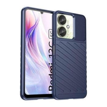 Xiaomi Redmi 13C 4G / Redmi 13C 5G / Poco C65, Szilikon tok, közepesen ütésálló, domború csíkos minta, sötétkék kép