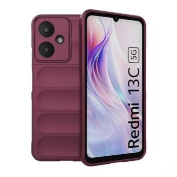 Xiaomi Redmi 13C 5G, Szilikon tok, közepesen ütésálló, 3D minta, bordó kép