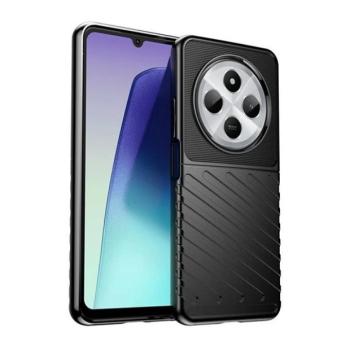 Xiaomi Redmi 14C / Poco C75, Szilikon tok, közepesen ütésálló, domború csíkos minta, fekete kép