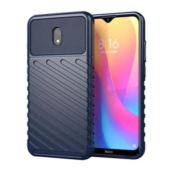 Xiaomi Redmi 8A, Szilikon tok, közepesen ütésálló, domború csíkos minta, sötétkék kép