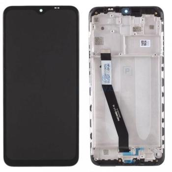 Xiaomi Redmi 9 kompatibilis LCD modul kerettel, OEM jellegű, fekete, Grade S+ kép