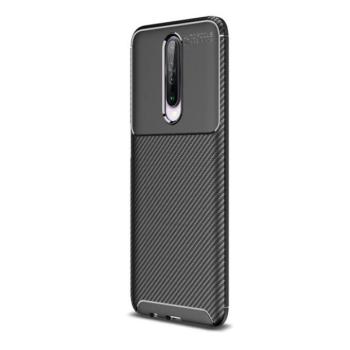 Xiaomi Redmi K30 / K30 5G / Poco X2, Szilikon tok, közepesen ütésálló, légpárnás sarok, karbon minta, fekete kép