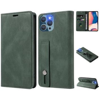 Xiaomi Redmi K60E, Oldalra nyíló tok, stand, kártyatartóval, kézpánttal, Wooze Business Plus, sötétzöld kép