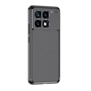 Xiaomi Redmi K70 / K70 Pro / Poco F6 Pro, Szilikon tok, közepesen ütésálló, légpárnás sarok, karbon minta, fekete kép