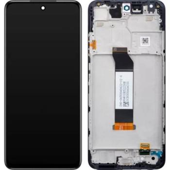 Xiaomi Redmi Note 10 kompatibilis LCD modul kerettel, OEM jellegű, fekete, Grade S+ kép