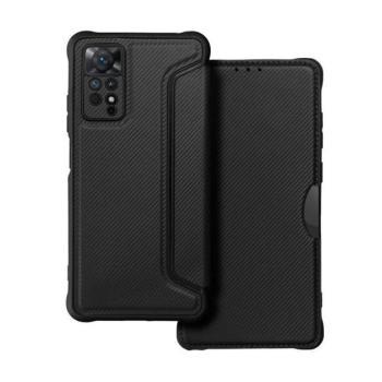 Xiaomi Redmi Note 11 Pro / Note 11 Pro 5G / Note 11E Pro / Note 12 Pro 4G, Oldalra nyíló tok, légpárnás sarok, bőrhatású, karbon minta, Razor Book, fekete kép