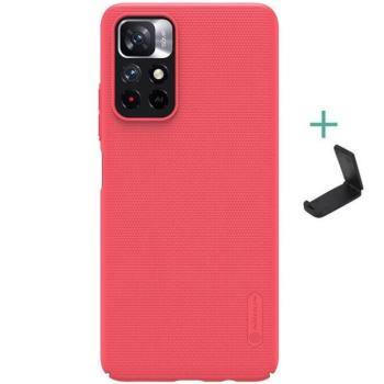 Xiaomi Redmi Note 11T 5G / Note 11S 5G / Poco M4 Pro 5G, Műanyag hátlap védőtok, stand, Nillkin Super Frosted, piros kép
