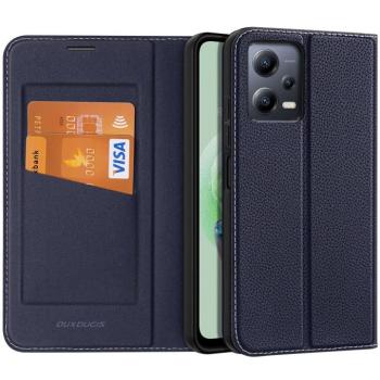 Xiaomi Redmi Note 12 5G / Poco X5 5G, Oldalra nyíló tok, stand, közepesen ütésálló, Dux Ducis Skin X2, sötétkék kép