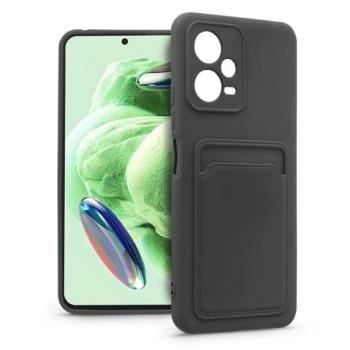 Xiaomi Redmi Note 12 5G/Poco X5 5G szilikon hátlap kártyatartóval - Card Case - fekete kép
