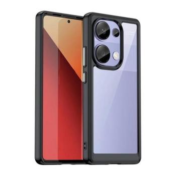 Xiaomi Redmi Note 13 Pro 4G / Poco M6 Pro 4G, Műanyag hátlap védőtok + szilikon keret, közepesen ütésálló, átlátszó hátlap, fekete kép