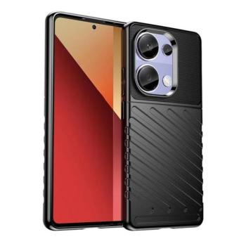 Xiaomi Redmi Note 13 Pro 4G / Poco M6 Pro 4G, Szilikon tok, közepesen ütésálló, domború csíkos minta, fekete kép