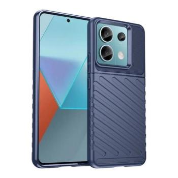 Xiaomi Redmi Note 13 Pro 5G / Poco X6 5G, Szilikon tok, közepesen ütésálló, domború csíkos minta, sötétkék kép