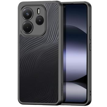 Xiaomi Redmi Note 14 4G (Global), Műanyag hátlap védőtok + szilikon keret, hullám minta, Dux Ducis Aimo, áttetsző/fekete kép