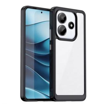 Xiaomi Redmi Note 14 5G (Global), Műanyag hátlap védőtok + szilikon keret, közepesen ütésálló, átlátszó hátlap, fekete kép