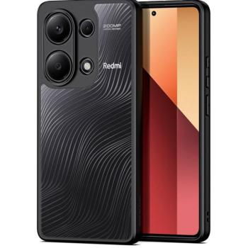 Xiaomi Redmi Note 14 Pro 4G (Global), Műanyag hátlap védőtok + szilikon keret, hullám minta, Dux Ducis Aimo, áttetsző/fekete kép