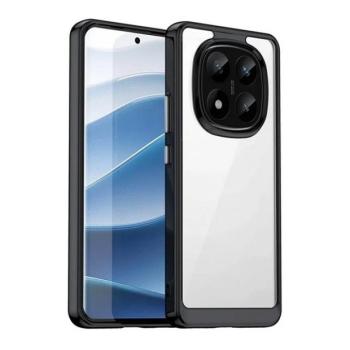 Xiaomi Redmi Note 14 Pro Plus 5G (Global), Műanyag hátlap védőtok + szilikon keret, közepesen ütésálló, átlátszó hátlap, fekete kép