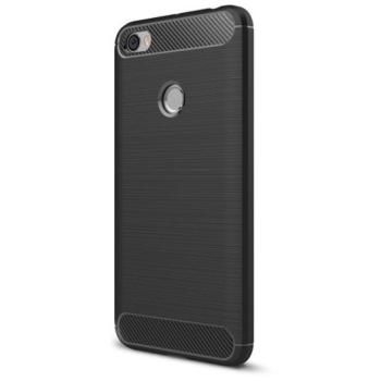 Xiaomi Redmi Note 5A, TPU szilikon tok, közepesen ütésálló, szálcsiszolt, karbon minta, fekete kép