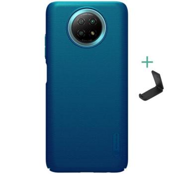 Xiaomi Redmi Note 9 5G, Műanyag hátlap védőtok, stand, Nillkin Super Frosted, zöldes-kék kép