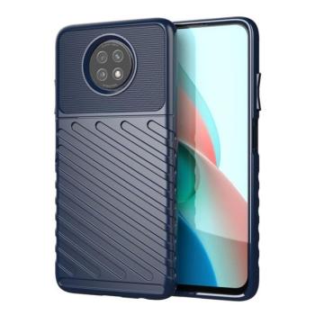 Xiaomi Redmi Note 9 5G, Szilikon tok, közepesen ütésálló, domború csíkos minta, sötétkék kép