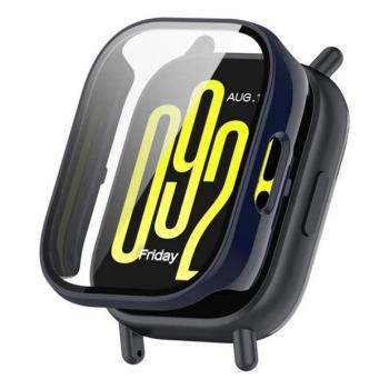 Xiaomi Redmi Watch 5 Active, Műanyag védőkeret, kijelzővédő üveggel, közepesen ütésálló, szíj nélkül, sötétkék kép