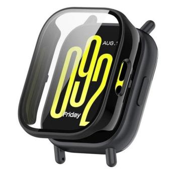 Xiaomi Redmi Watch 5 Lite, Műanyag védőkeret, kijelzővédő üveggel, közepesen ütésálló, szíj nélkül, fekete kép