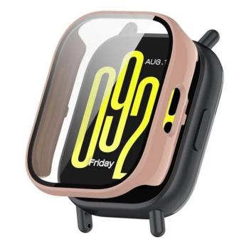 Xiaomi Redmi Watch 5 Lite, Műanyag védőkeret, kijelzővédő üveggel, közepesen ütésálló, szíj nélkül, rózsaszín kép