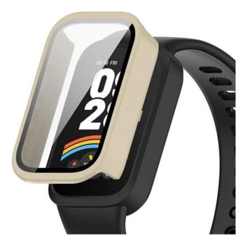 Xiaomi Smart Band 9 Active, Műanyag védőkeret, kijelzővédő üveggel, közepesen ütésálló, szíj nélkül, fehér kép