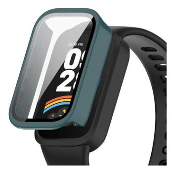 Xiaomi Smart Band 9 Active, Műanyag védőkeret, kijelzővédő üveggel, közepesen ütésálló, szíj nélkül, sötétzöld kép