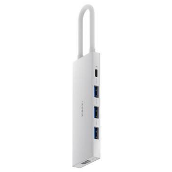 XIAOMI Type-C HUB 5in1 (aktív, 3 USB+2 Type-C aljzat) FEHÉR kép