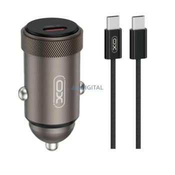 XO autós töltő CC70 PD 30W 1x USB-C fekete + kábel USB-C - USB-C kép